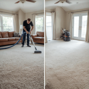Professional carpet cleaning removing odor-causing buildup from carpet fibers